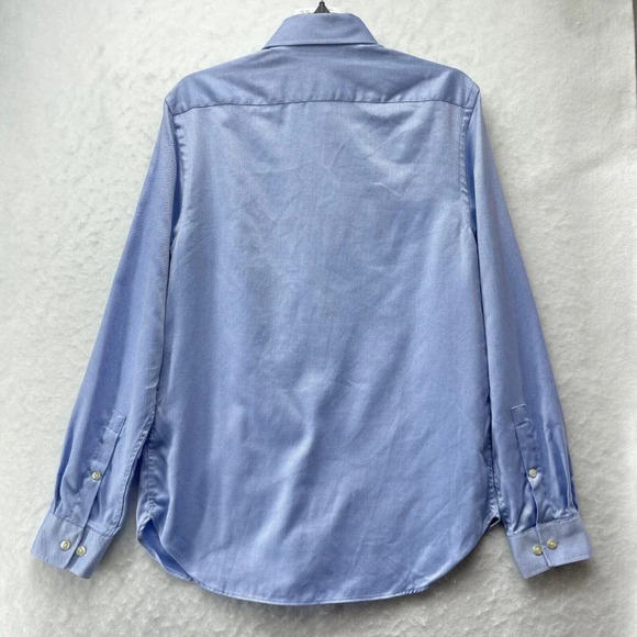 Michael Kors Shirt Mens M Blue Slim Fit Curve Hem Collared Button Up Long Sleeve - Picture 2 of 9